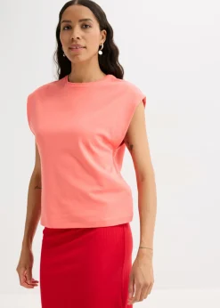 bonprix bonprix Camiseta de algodón orgánico puro Salmón claro Online