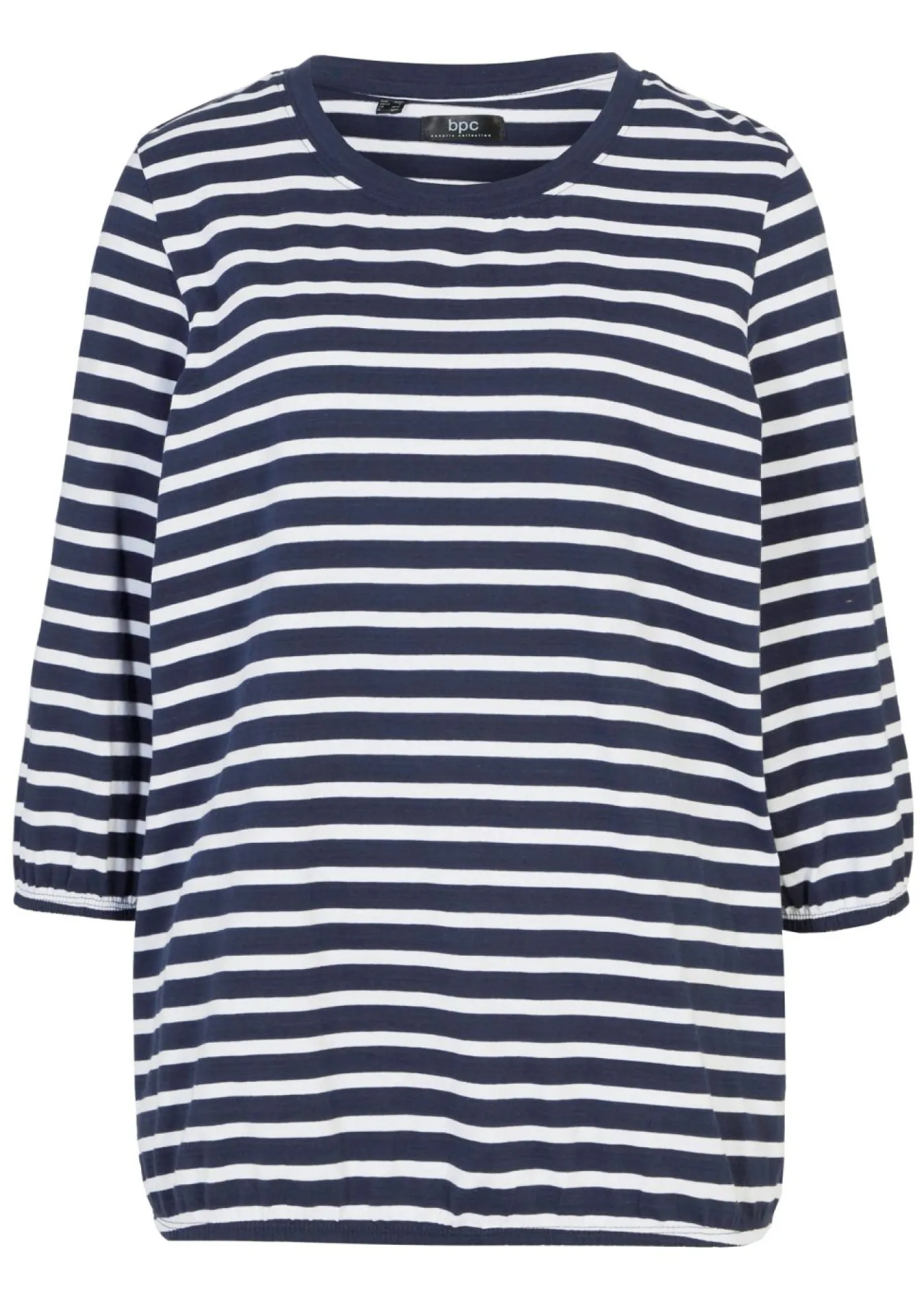 bonprix bonprix Camiseta de algodón orgánico Azul oscuro-blanco de rayas Online