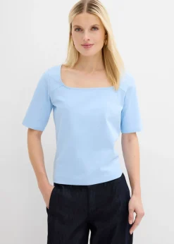 bonprix bonprix Camiseta de algodón orgánico pesado Azul claro Discount