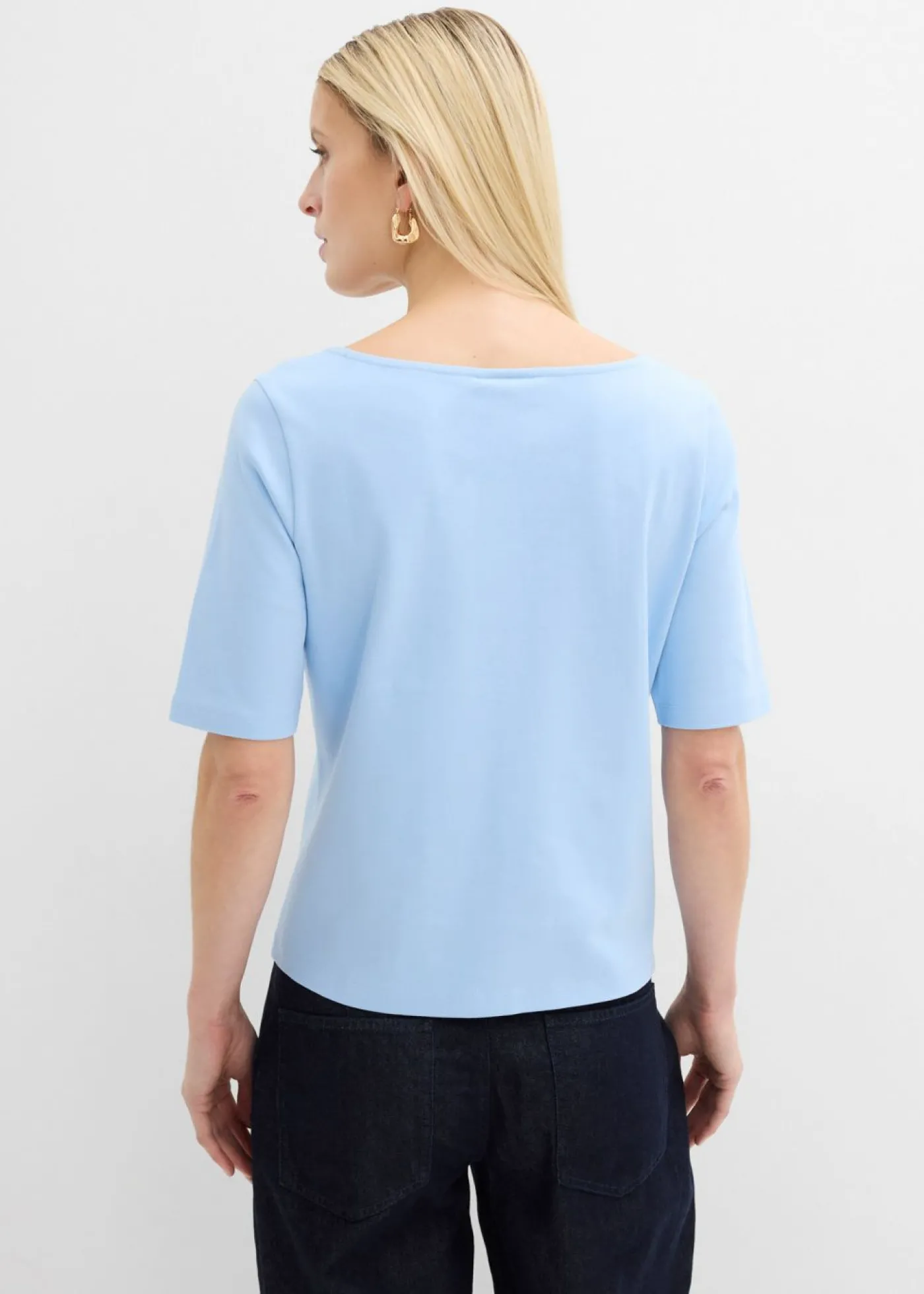 bonprix bonprix Camiseta de algodón orgánico pesado Azul claro Discount