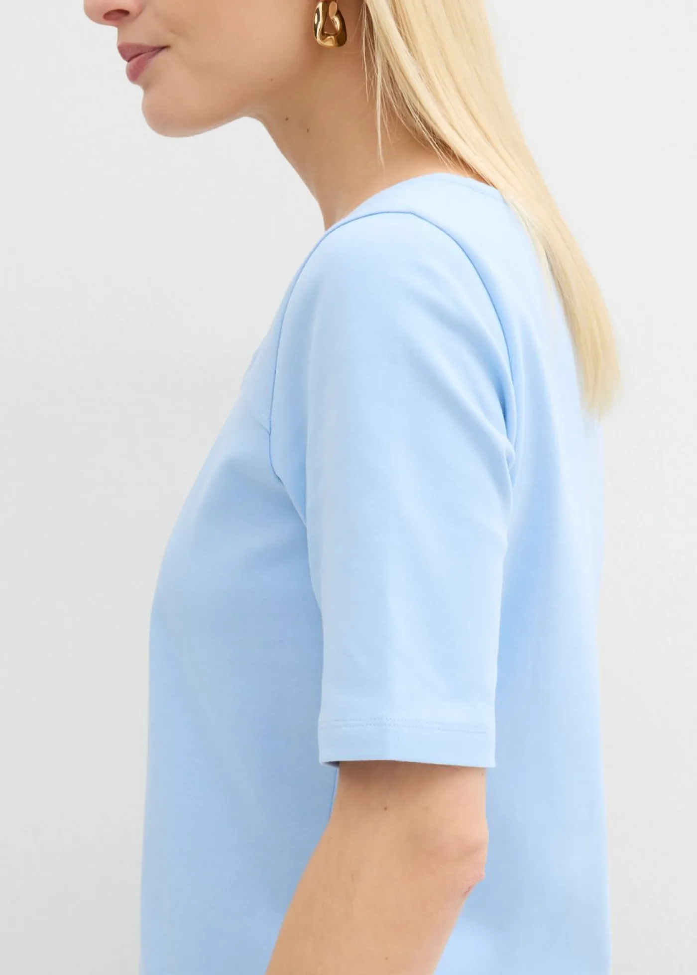bonprix bonprix Camiseta de algodón orgánico pesado Azul claro Discount