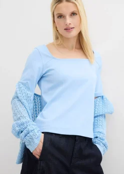 bonprix bonprix Camiseta de algodón orgánico pesado Azul claro Discount