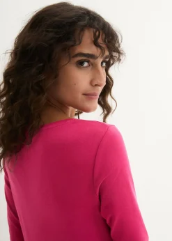bonprix bonprix Camiseta de algodón orgánico puro con manga larga Rojo sangría Sale