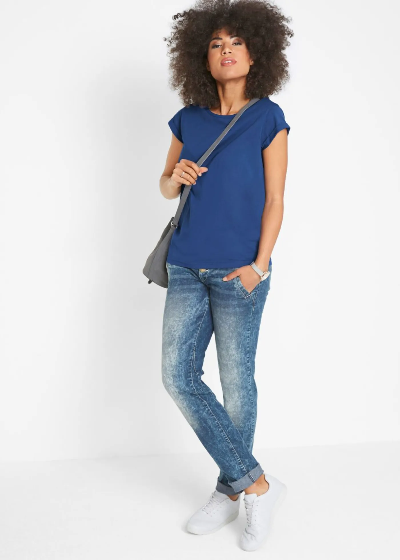 bonprix bonprix Camiseta de algodón puro azul medianoche. Clearance