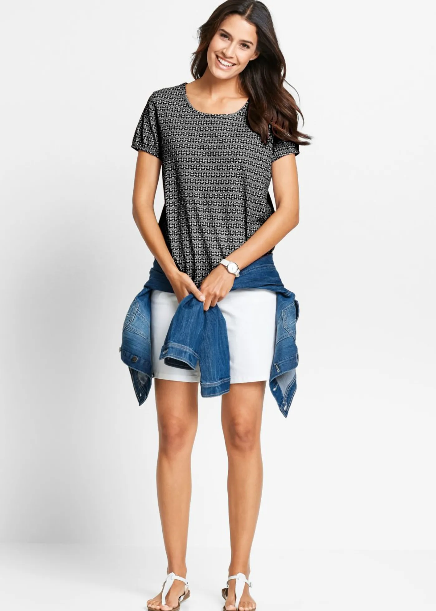 bonprix bonprix Camiseta de algodón puro Negro con estampado gráfico Hot