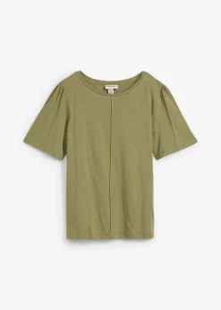 bonprix bonprix Camiseta de algodón puro Verde oliva Discount
