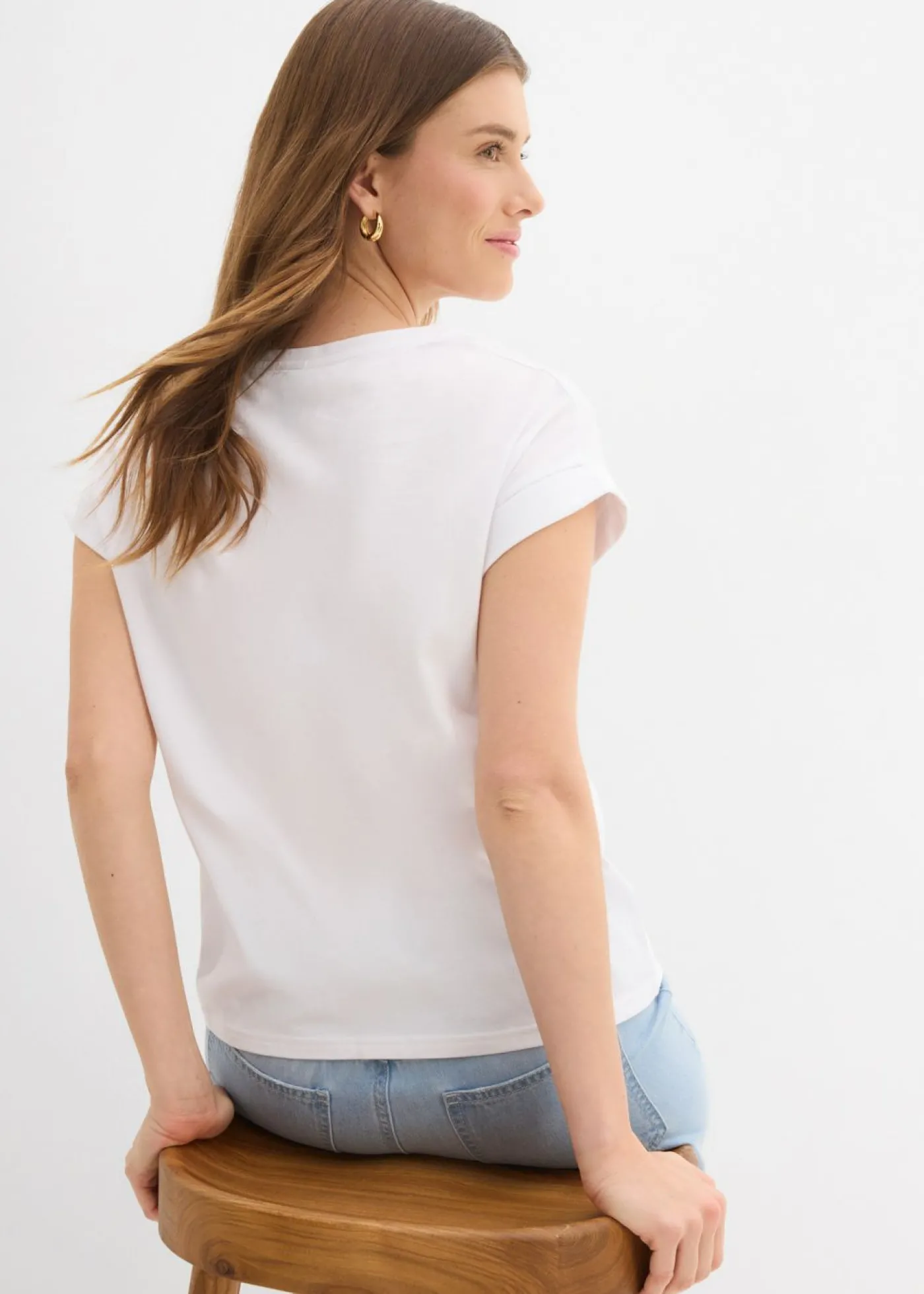bonprix bonprix Camiseta de algodón puro Blanco
