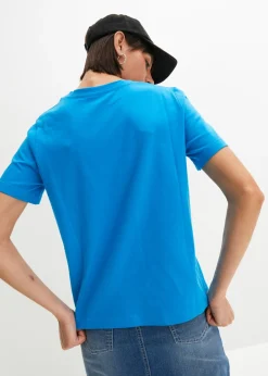 bonprix bonprix Camiseta de algodón puro Azul pacífico estampado Best