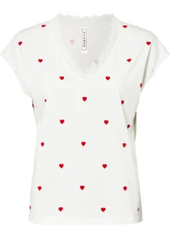 bonprix bonprix Camiseta de algodón puro Blanco lana estampado Discount