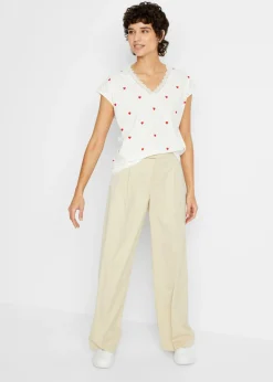 bonprix bonprix Camiseta de algodón puro Blanco lana estampado Discount