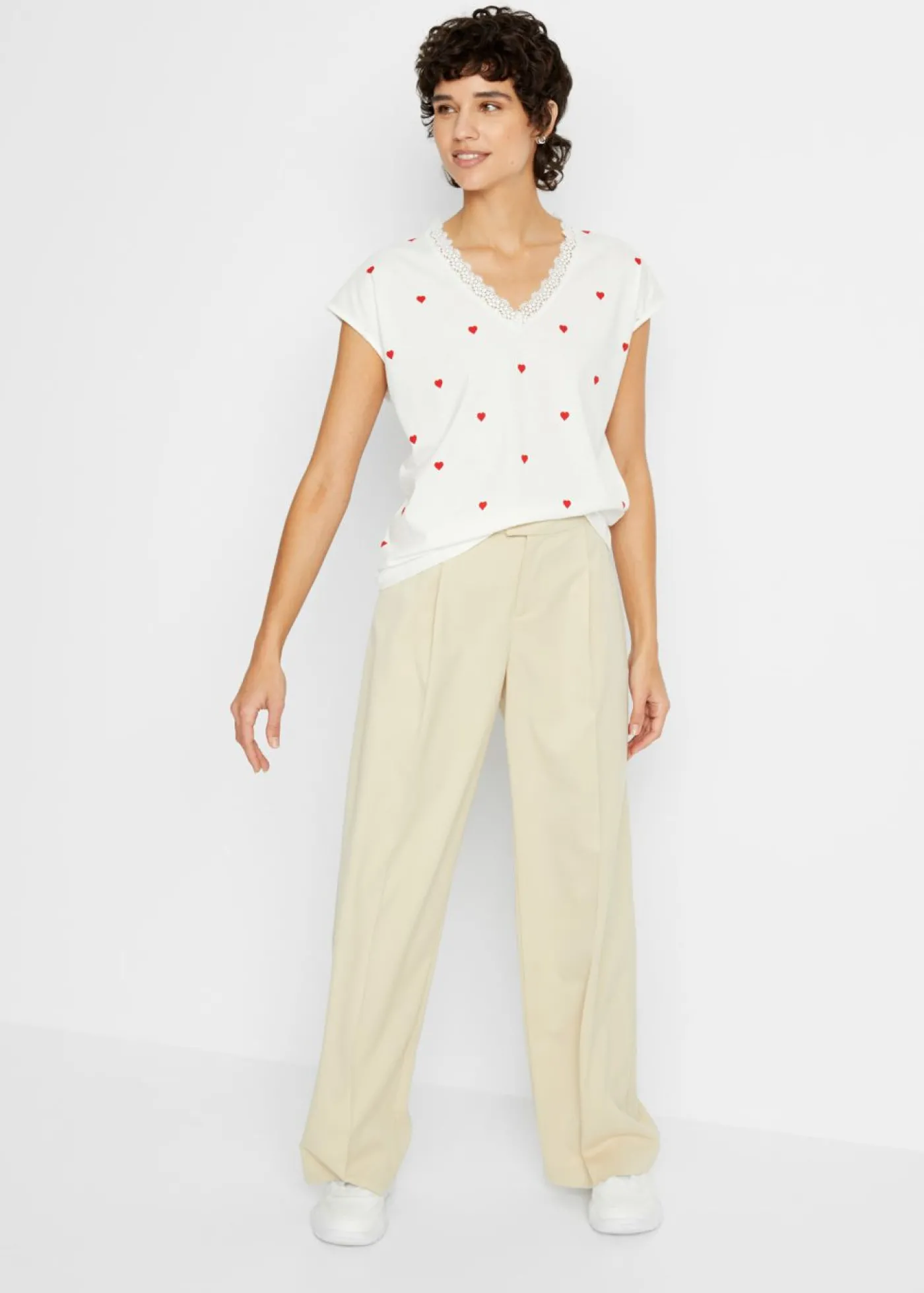 bonprix bonprix Camiseta de algodón puro Blanco lana estampado Discount