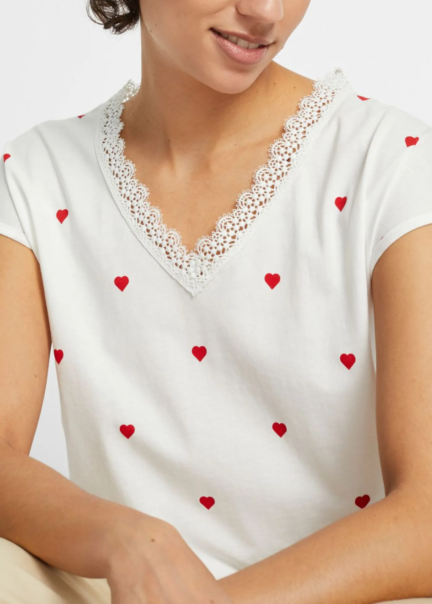 bonprix bonprix Camiseta de algodón puro Blanco lana estampado Discount