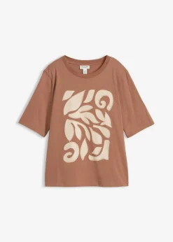 bonprix bonprix Camiseta de algodón puro marrón castaño-arena claro Online