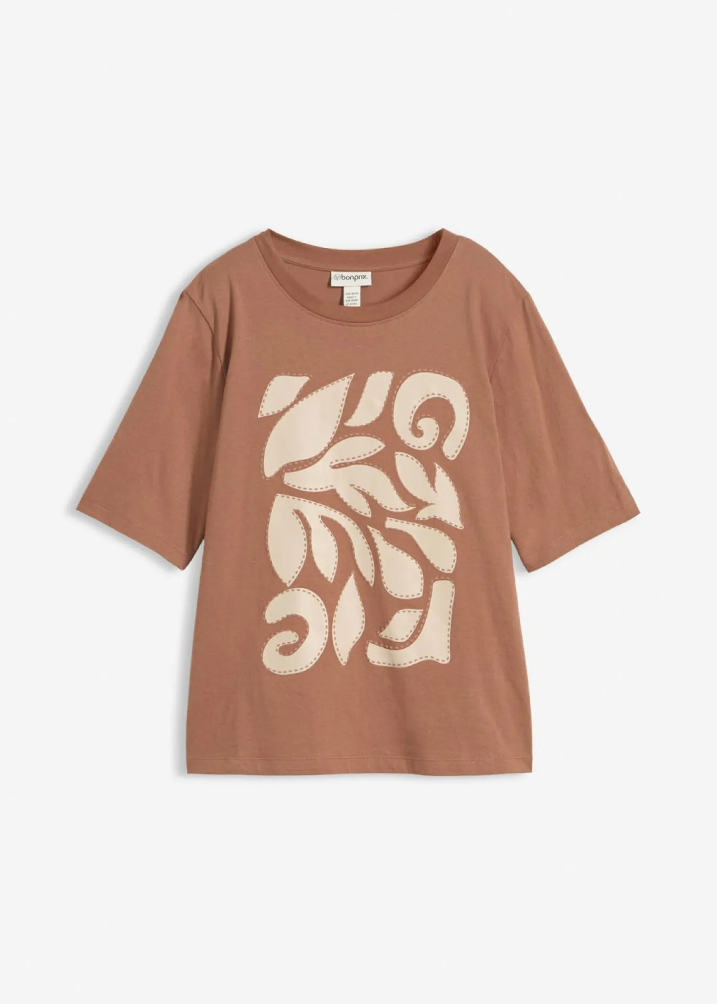bonprix bonprix Camiseta de algodón puro marrón castaño-arena claro Online
