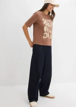 bonprix bonprix Camiseta de algodón puro marrón castaño-arena claro Online