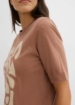 bonprix bonprix Camiseta de algodón puro marrón castaño-arena claro Online