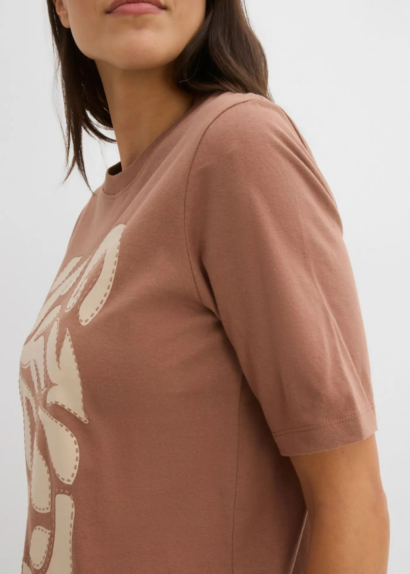bonprix bonprix Camiseta de algodón puro marrón castaño-arena claro Online