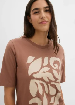 bonprix bonprix Camiseta de algodón puro marrón castaño-arena claro Online