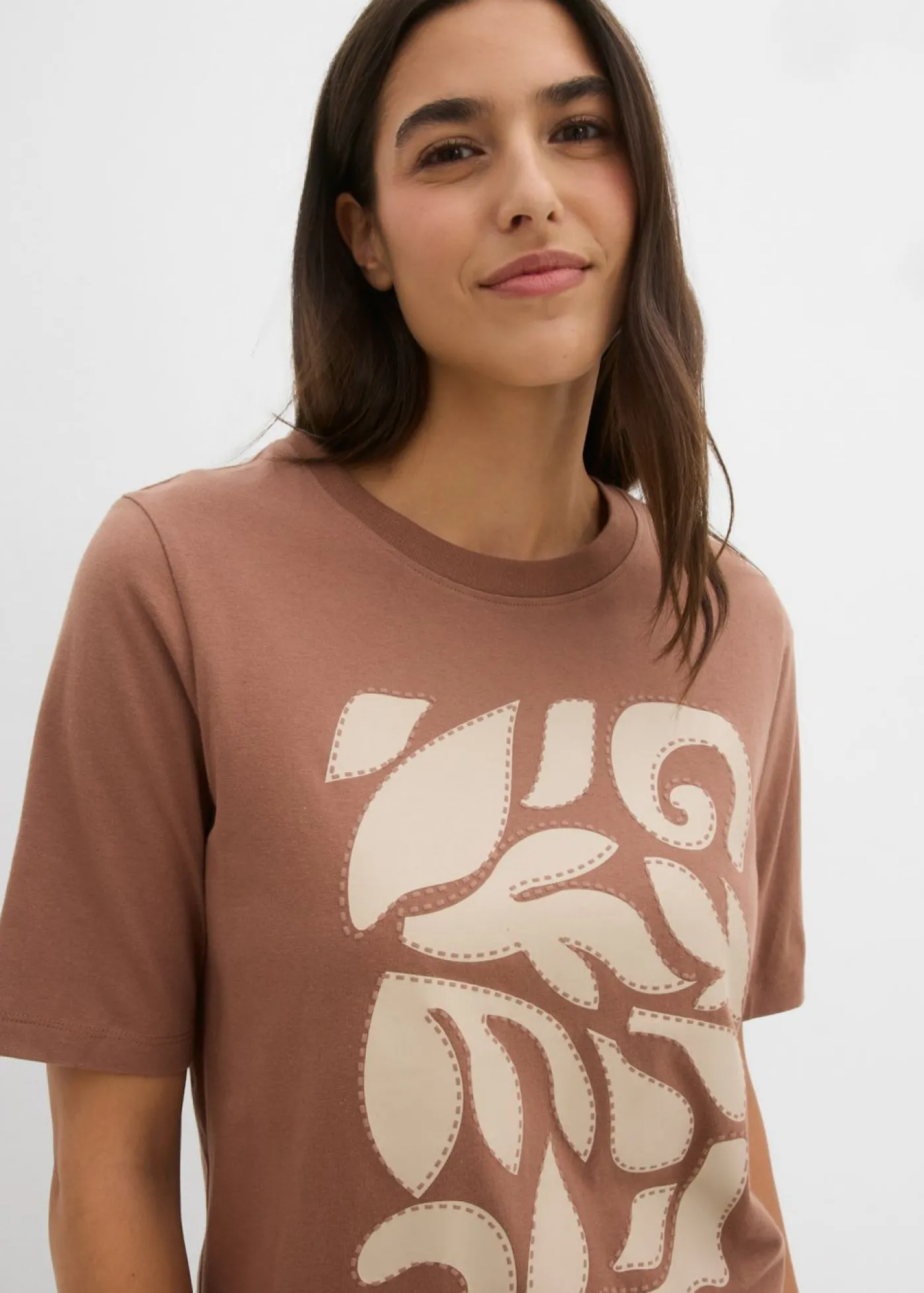 bonprix bonprix Camiseta de algodón puro marrón castaño-arena claro Online