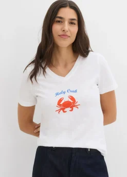 bonprix bonprix Camiseta de algodón puro Blanco New