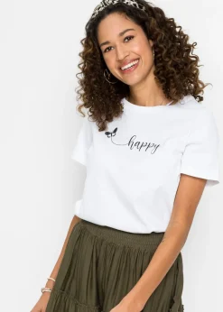 bonprix bonprix Camiseta de algodón puro Blanco Outlet