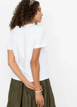 bonprix bonprix Camiseta de algodón puro Blanco Outlet