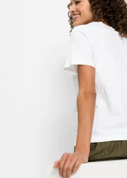 bonprix bonprix Camiseta de algodón puro Blanco Outlet