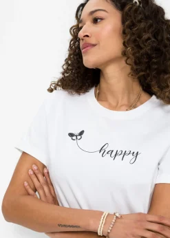 bonprix bonprix Camiseta de algodón puro Blanco Outlet