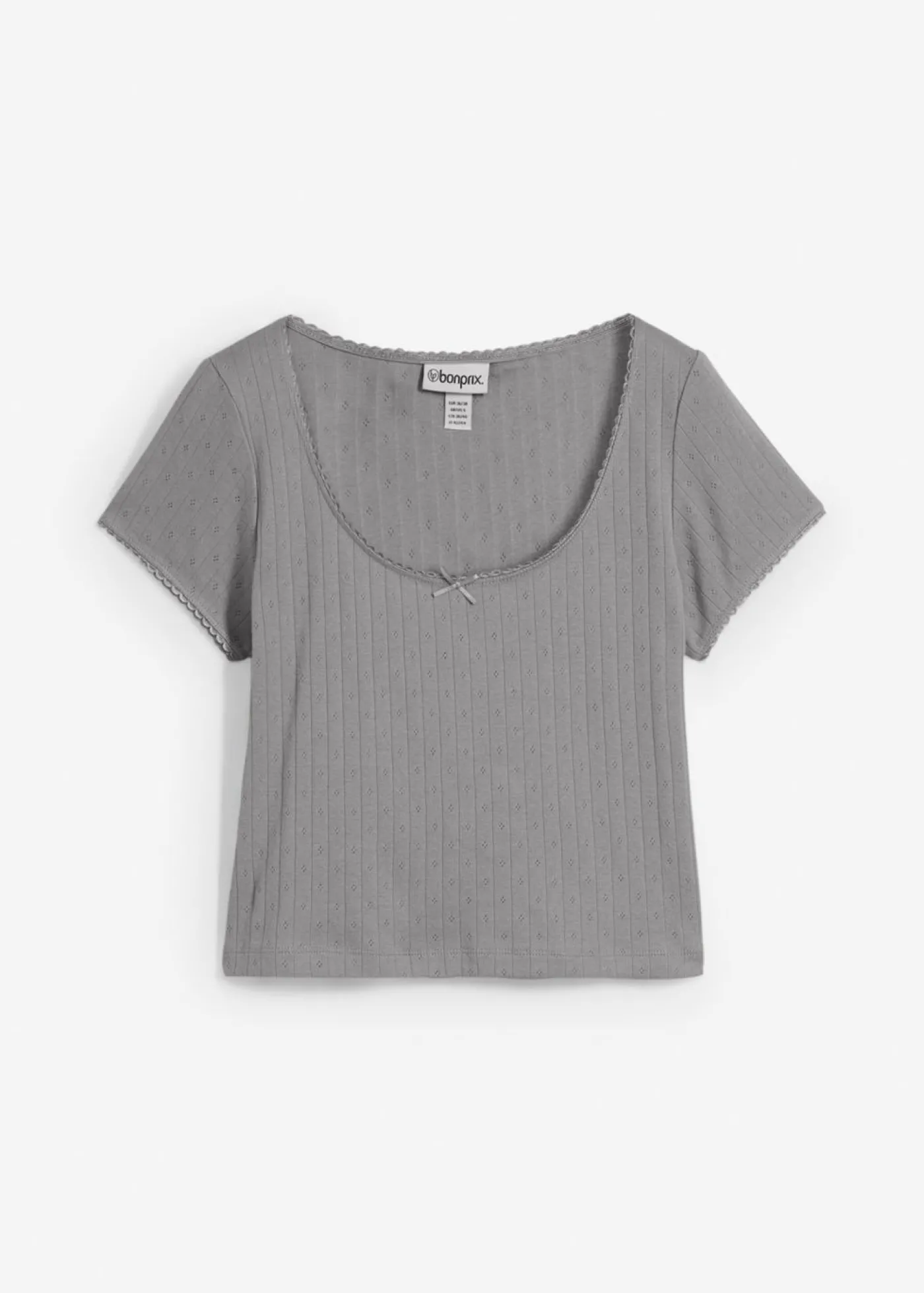 bonprix bonprix Camiseta de algodón puro Gris claro Sale