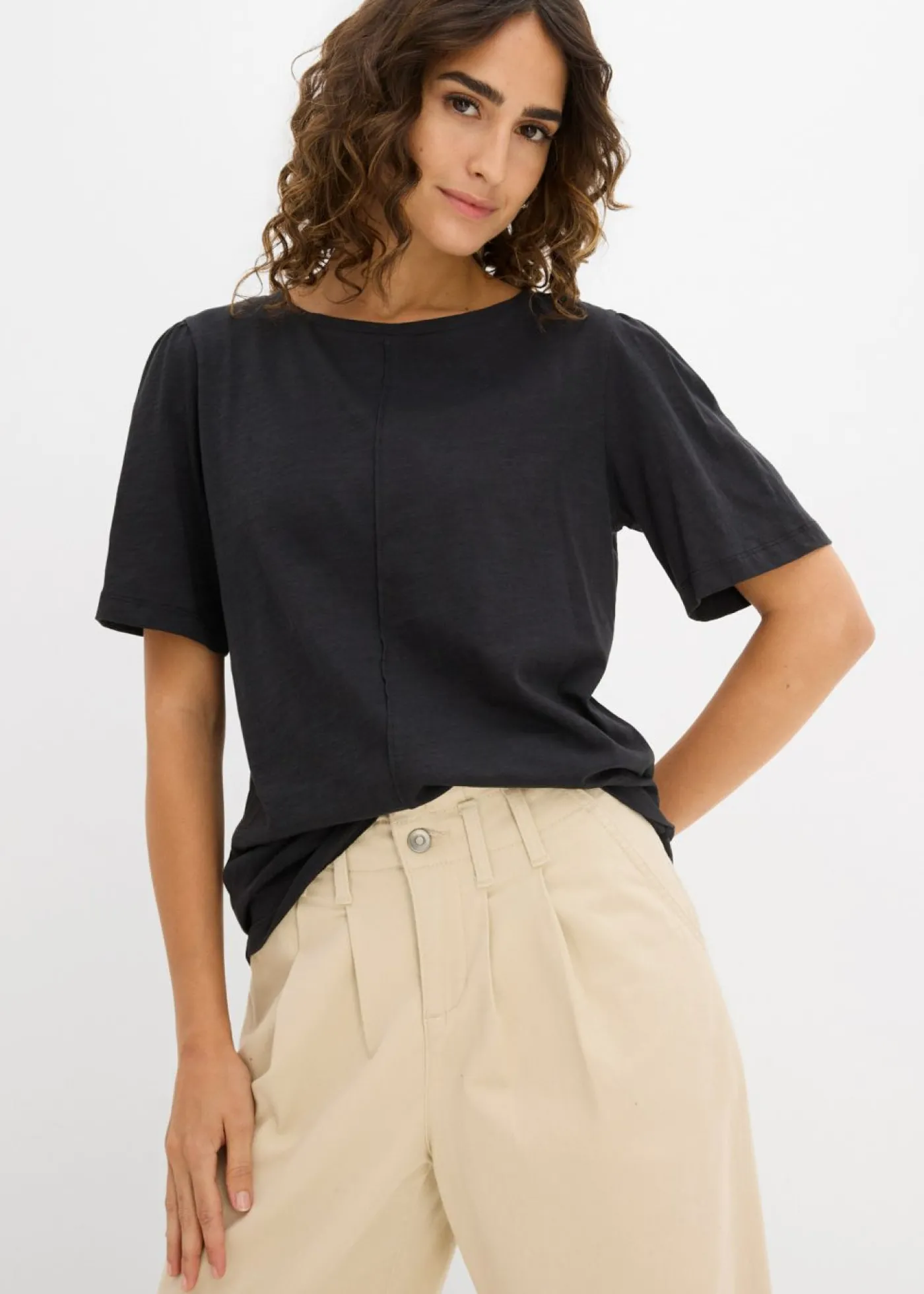 bonprix bonprix Camiseta de algodón puro Negro New