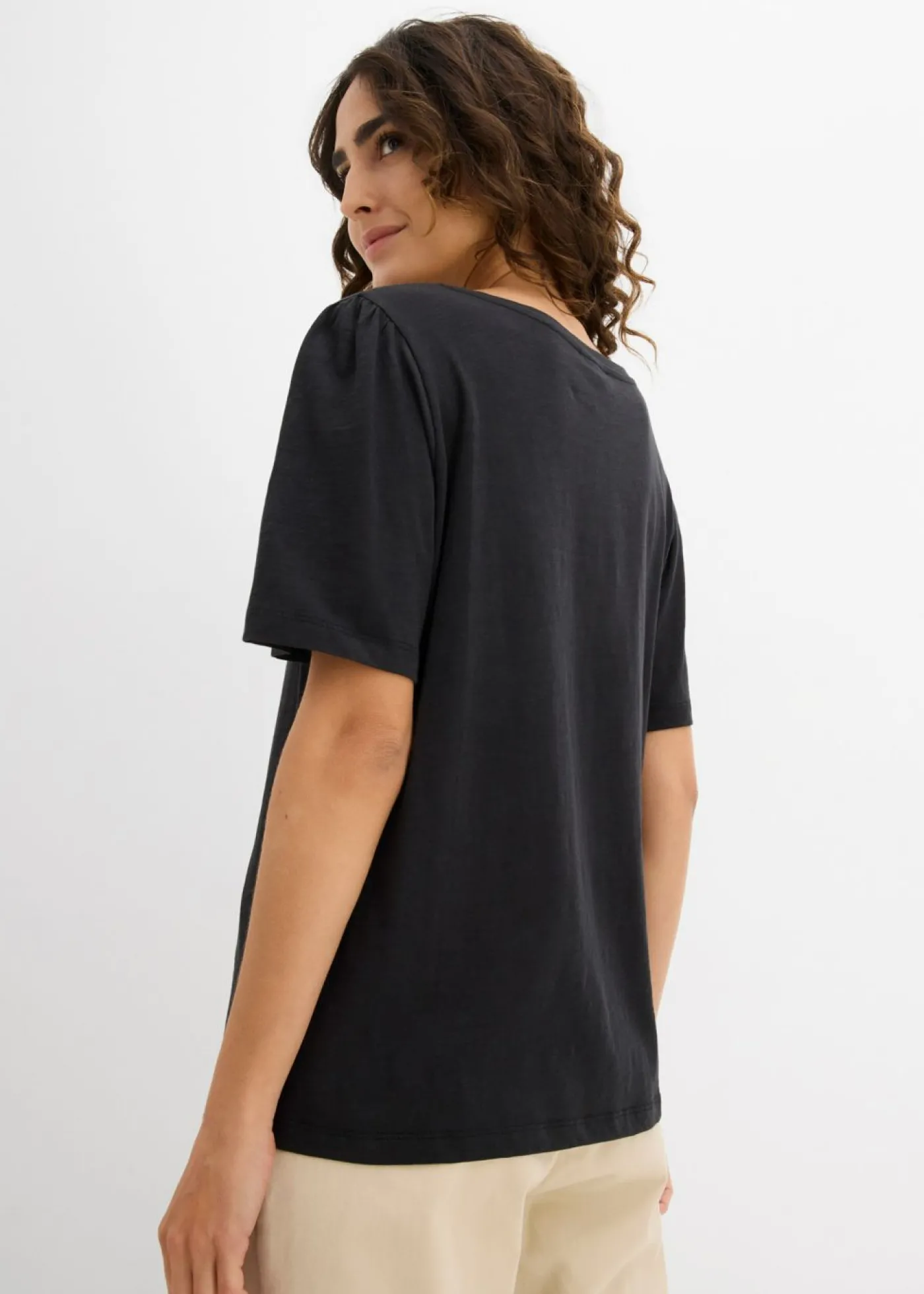 bonprix bonprix Camiseta de algodón puro Negro New