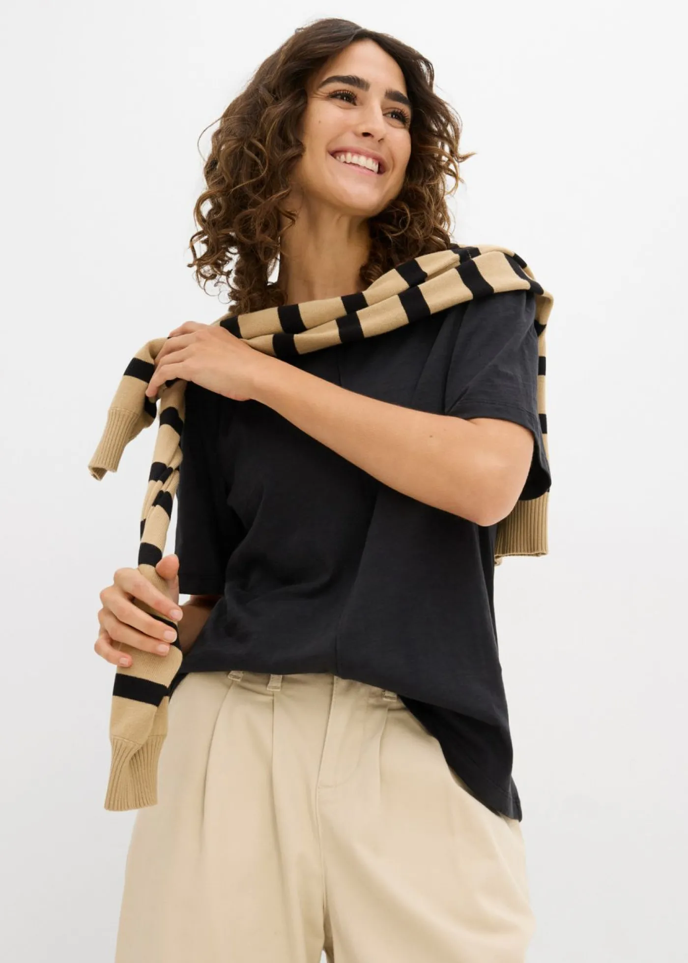bonprix bonprix Camiseta de algodón puro Negro New