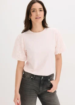 bonprix bonprix Camiseta de algodón puro Rosa claro Outlet