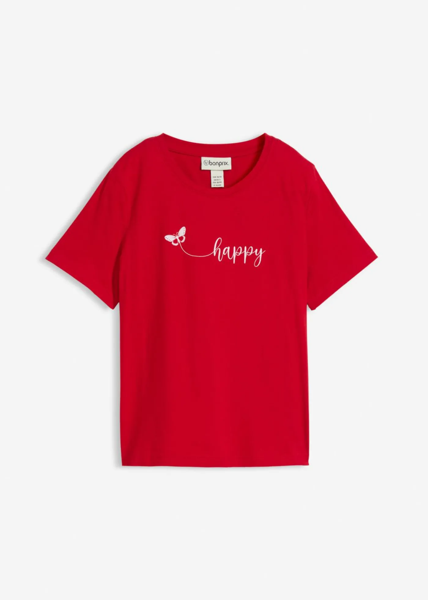 bonprix bonprix Camiseta de algodón puro Rojo-blanco estampado Sale