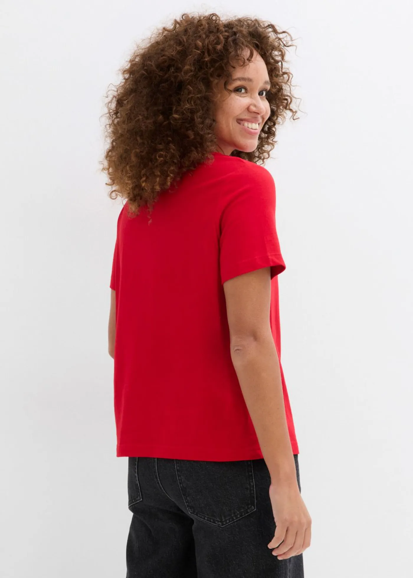 bonprix bonprix Camiseta de algodón puro Rojo-blanco estampado Sale