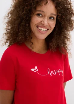bonprix bonprix Camiseta de algodón puro Rojo-blanco estampado Sale