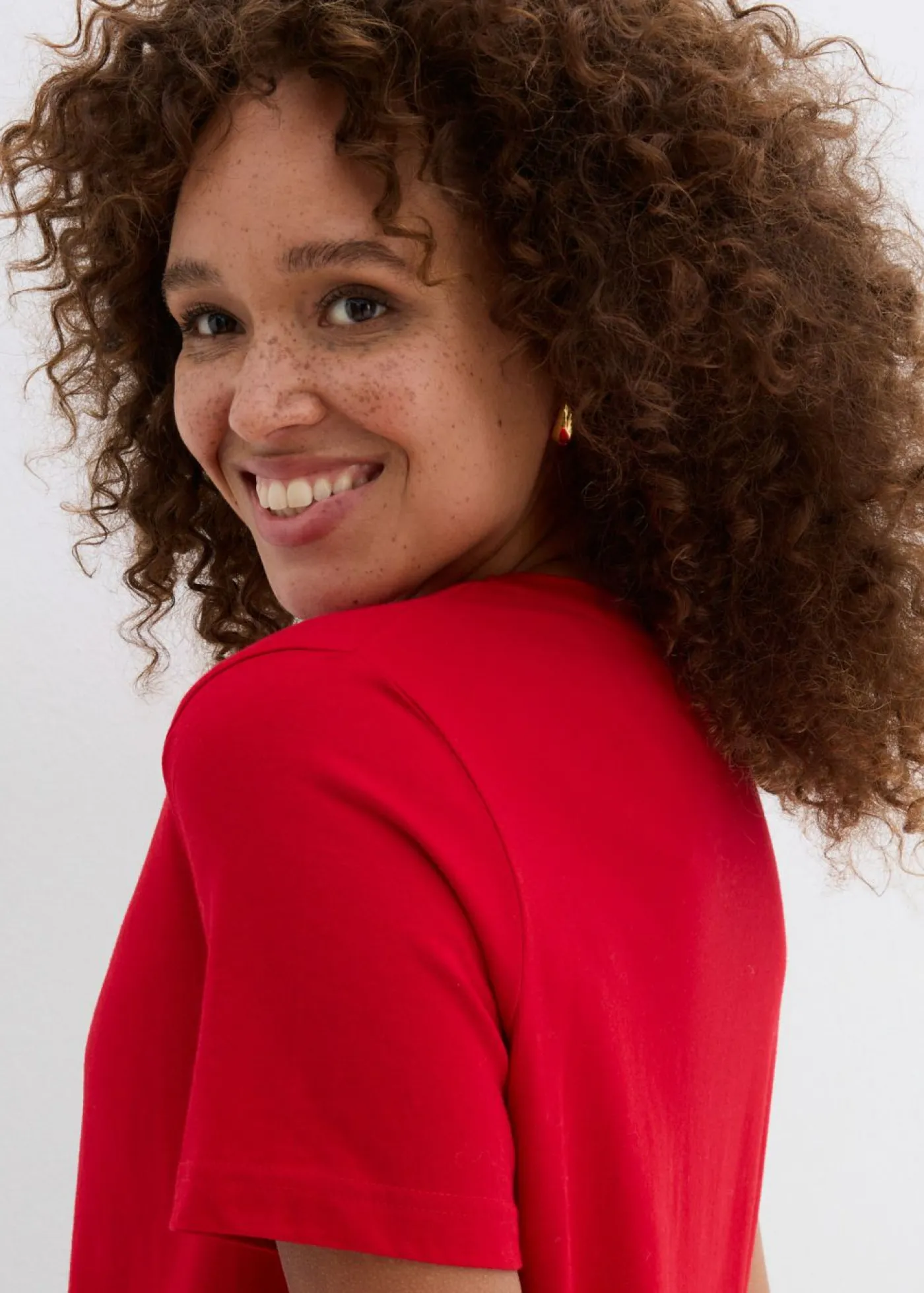 bonprix bonprix Camiseta de algodón puro Rojo-blanco estampado Sale
