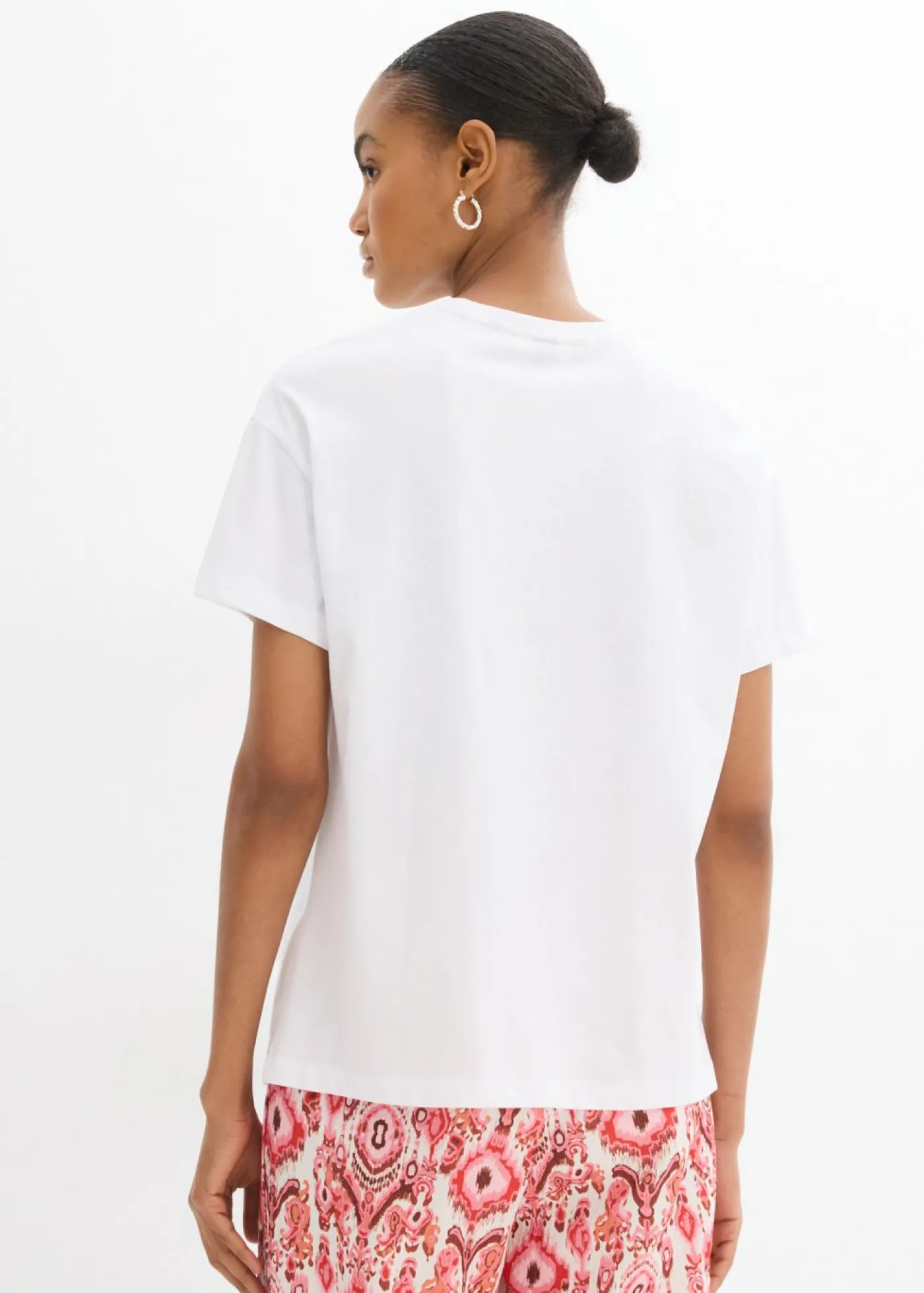 bonprix bonprix Camiseta de algodón puro Blanco-rojo Outlet