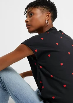 bonprix bonprix Camiseta de algodón puro Negro estampado Clearance