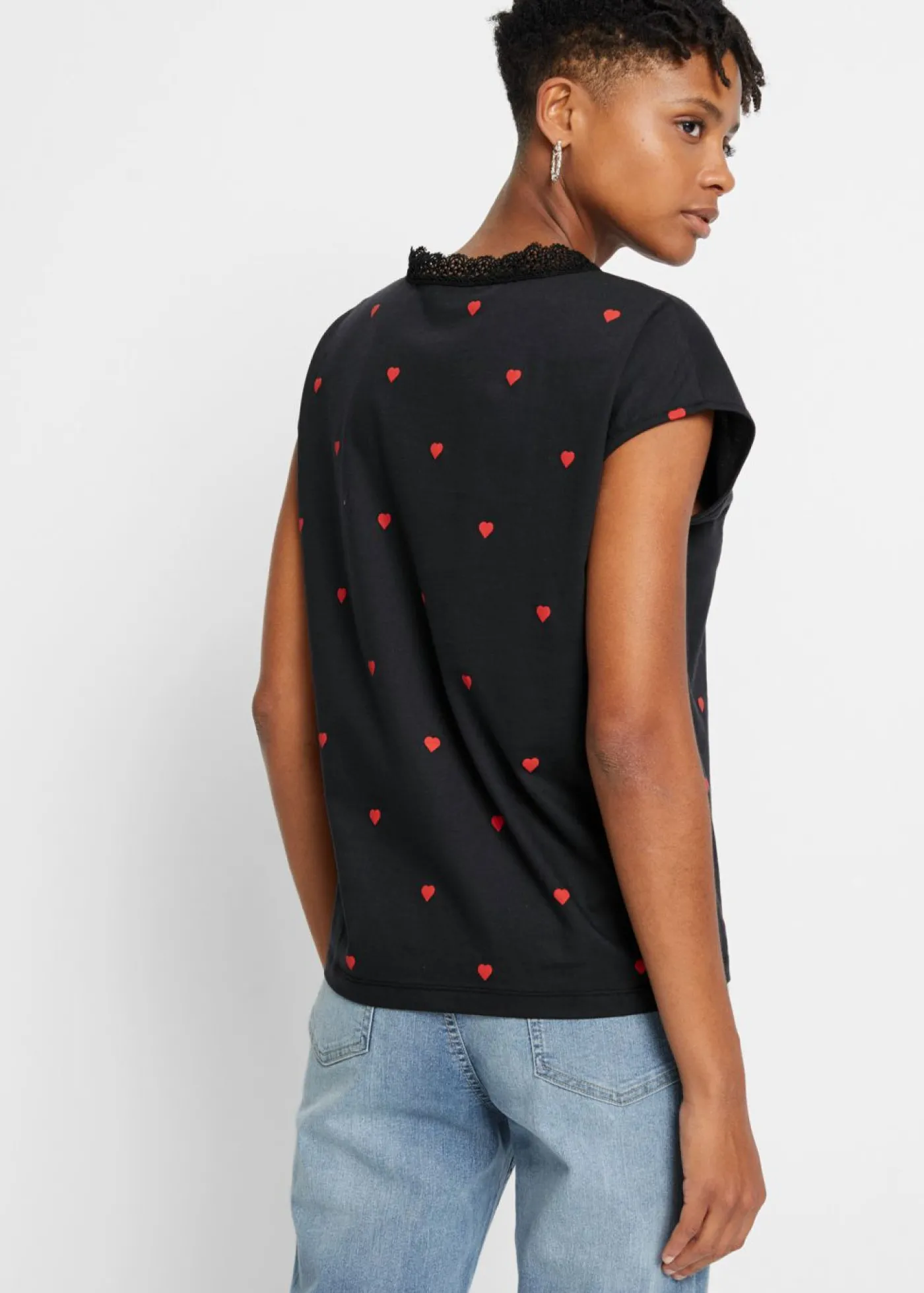 bonprix bonprix Camiseta de algodón puro Negro estampado Clearance