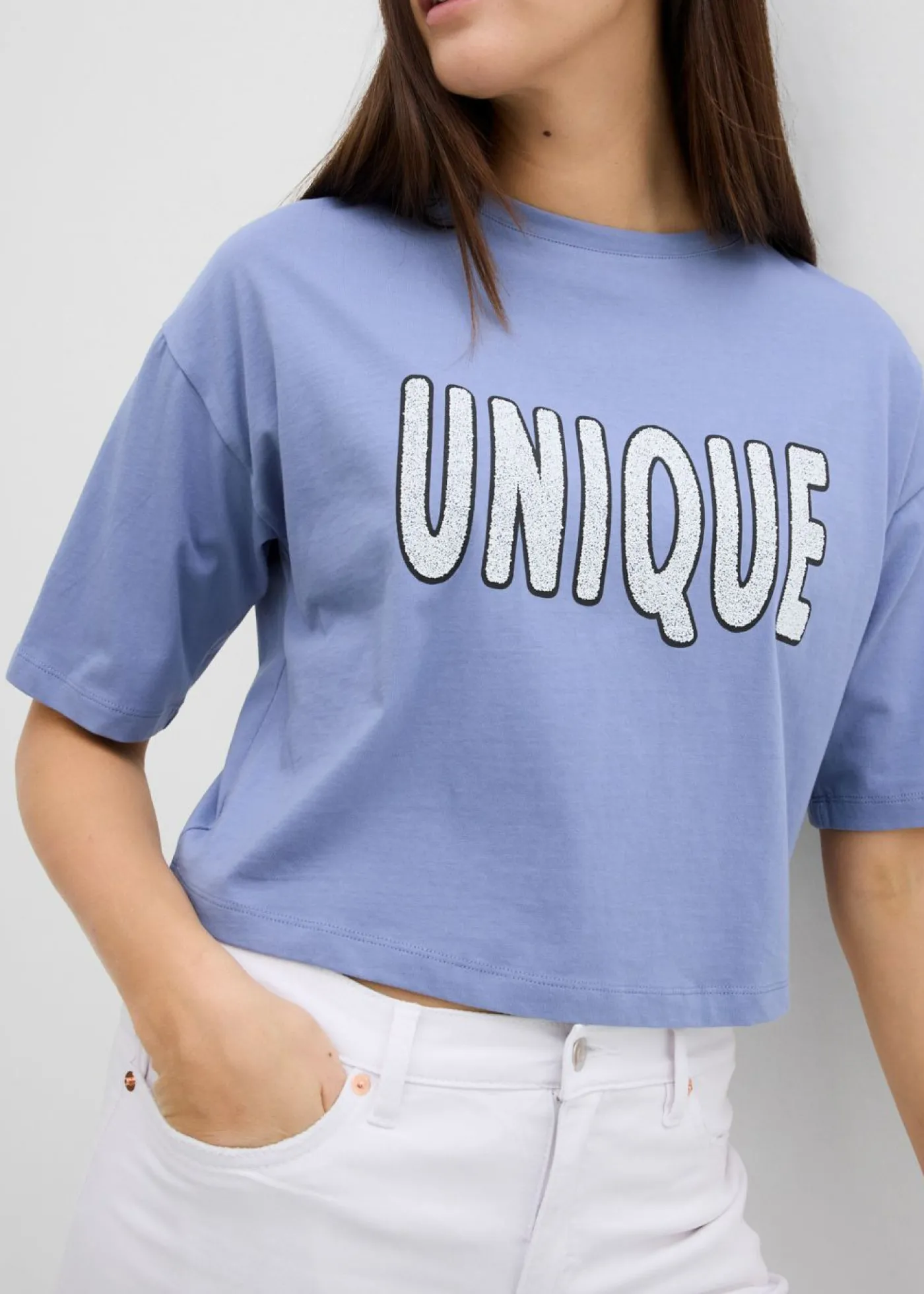 bonprix bonprix Camiseta de algodón puro Azul-blanco Clearance