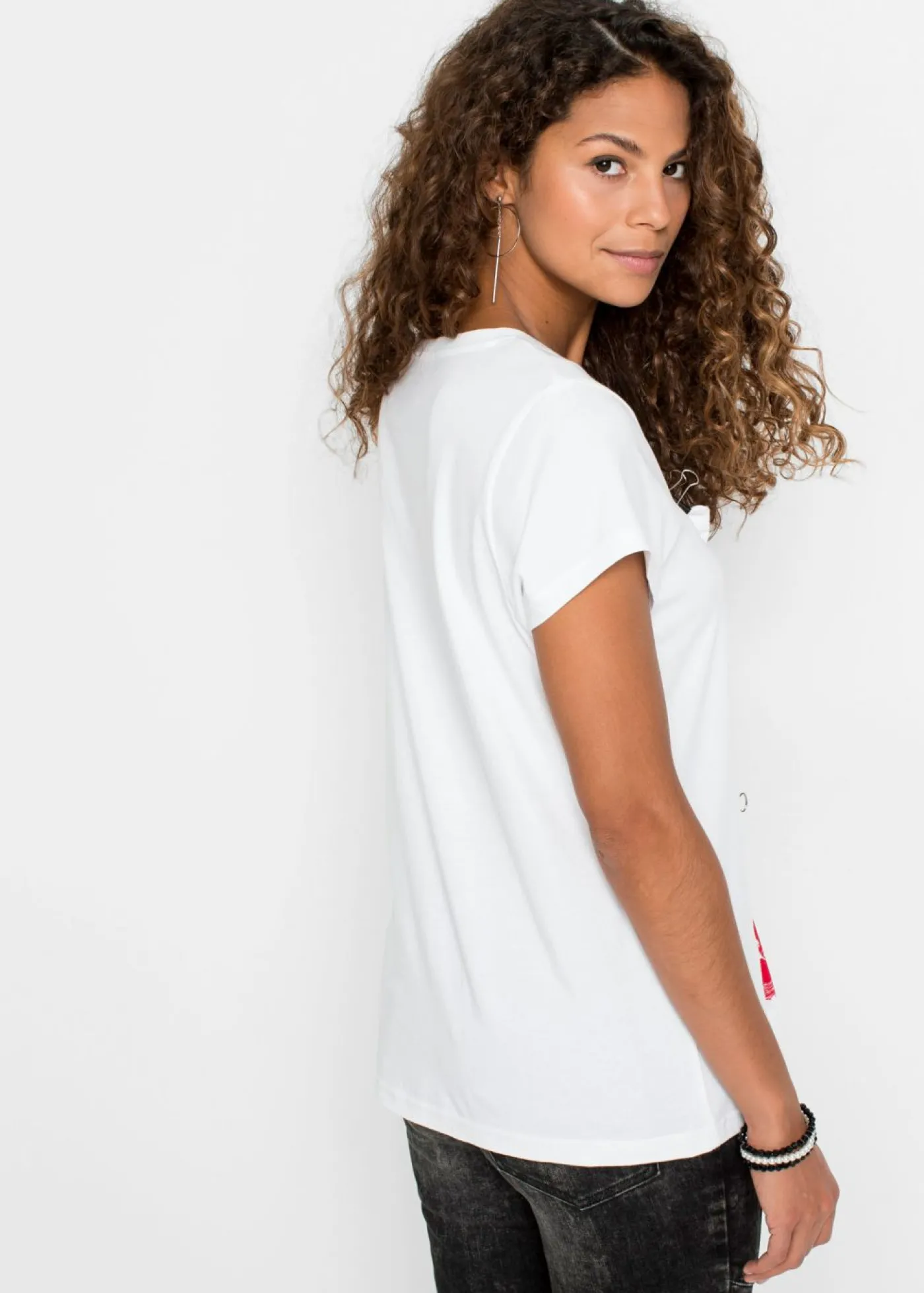 bonprix bonprix Camiseta de algodón puro Blanco estampado Online