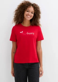 bonprix bonprix Camiseta de algodón puro Rosa cristal/pink lady estampado Best