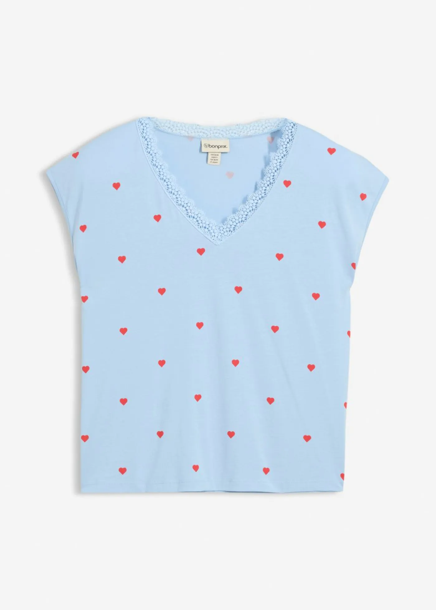 bonprix bonprix Camiseta de algodón puro Azul claro estampado Clearance