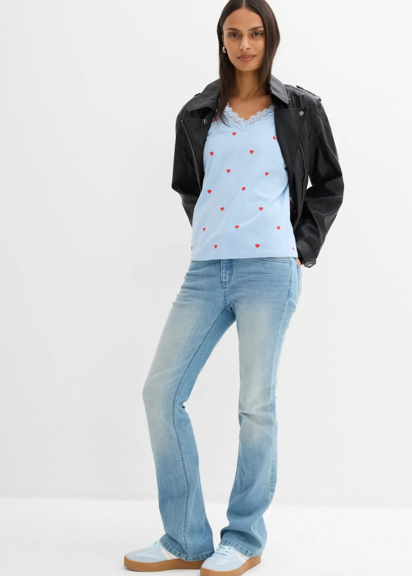 bonprix bonprix Camiseta de algodón puro Azul claro estampado Clearance