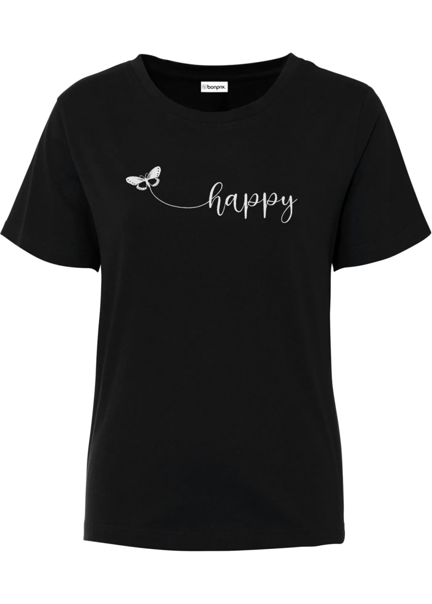 bonprix bonprix Camiseta de algodón puro Negro estampado Sale