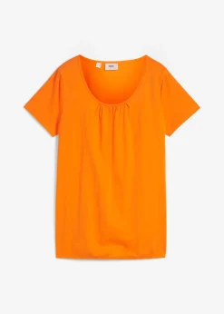 bonprix bonprix Camiseta de algodón puro con manga corta Naranja cálido New