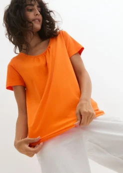 bonprix bonprix Camiseta de algodón puro con manga corta Naranja cálido New