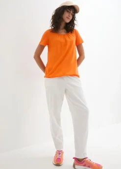 bonprix bonprix Camiseta de algodón puro con manga corta Naranja cálido New