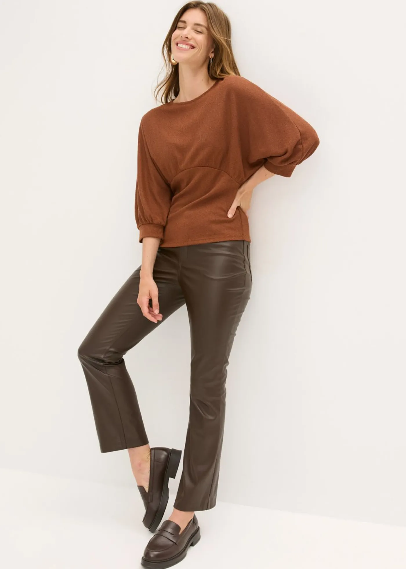 bonprix bonprix Camiseta de bouclé marrón moteado Sale